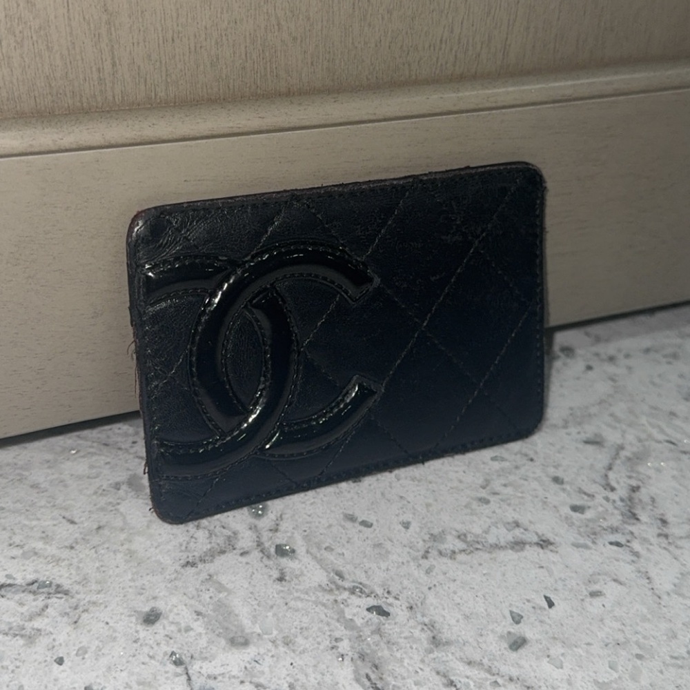 CHANEL Black Quilted Cambon Ligne Card Holder Case Black Slim Wallet  AUTHENTIC - Picture 2 of 12